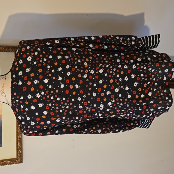 CAbi Black Blouse with Red and White Floral Print - Picture 6 of 9